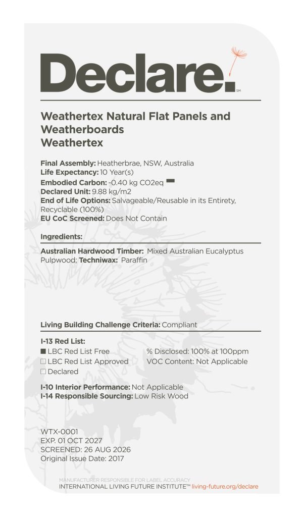 Weathertex declare label 2026 pt 2
